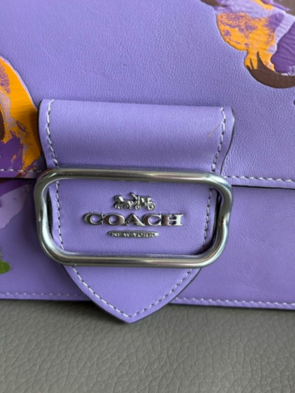 COACH Morgan Iris Multi Shoulder Bag with Rose Print lavender NWT - Picture 6 of 16